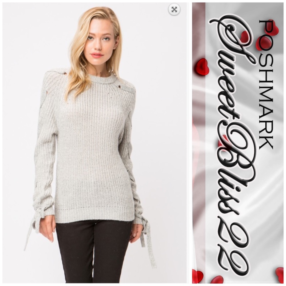 🍁Grey Sweater Braided Sleeves🍁 - Picture 3 of 4